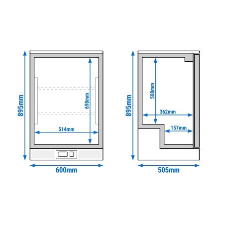 Холодильник барный - 0,6 m - 126 Л - 1 стеклянная дверь GGM Gastro - 14