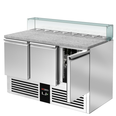 Холодильний стіл саладетта зі скляною вітриною PREMIUM 1,36 x 0,7 m / 3 двері / 368 л GGM Gastro - 6