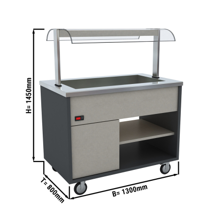 Теплова витрина - 1,3 x 0,8 m - 3x GN 1/1 GGM Gastro - 1