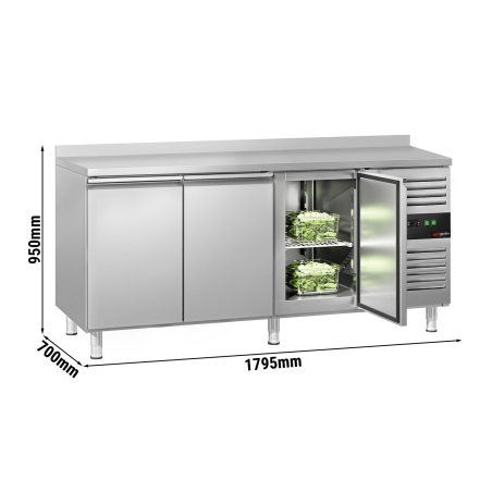 Холодильный стол с бортом ЕСО - 1,8 x 0,7 m / 3 двери GGM Gastro - 2