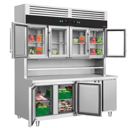 Холодильний стіл з настінною холодильною вітриною - 1800x700 мм GGM Gastro - 6