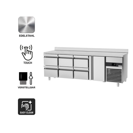 Холодильный стол PREMIUM - 2.3 x 0.7 m (1 дверца / 6 выдвижн.секций) GGM Gastro - 3