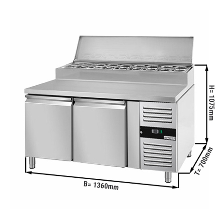 Холодильний стіл саладетта 1,36 m x 0,7 m / для контейнерів 7x 1/3 GN / 2 двері / 282 л GGM Gastro - 1