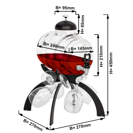 Диспенсер для вина-з 6 бокалами GGM Gastro - 1