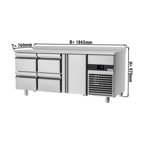 Холодильный стол PREMIUM - 1.86 x 0.7 m (1 дверца, 4 выдвижн.секции) GGM Gastro - 1