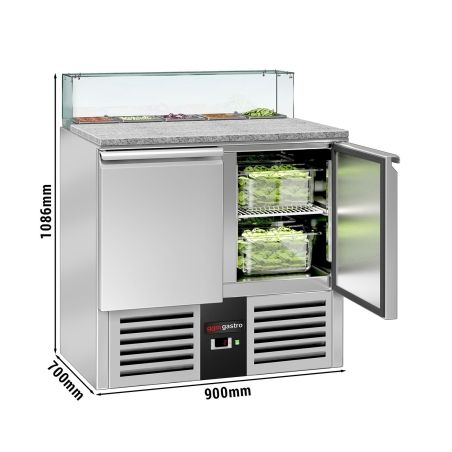 Холодильний стіл для піци зі скляною вітриною PREMIUM 0,9 x 0,7 m / 2 двері / 240 л GGM Gastro - 2