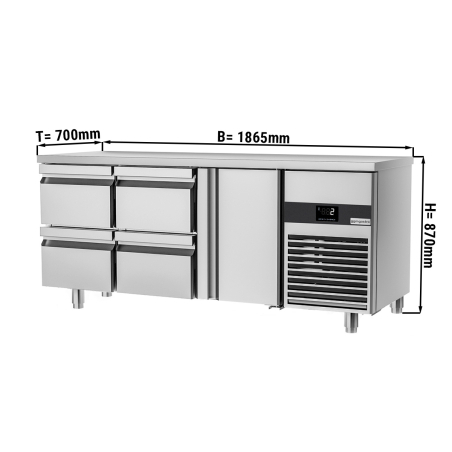 Холодильний стіл PREMIUM - 1,86 x 0,7 m - 1 двері та 4 шухляди 1/2 GGM Gastro - 1