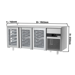 Холодильний стіл PREMIUM - 1,86 x 0,7 m - 3 скляних дверей GGM Gastro