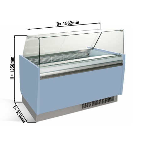 Витрина для мороженого 1,56 x 0,92 м - голубая GGM Gastro - 1