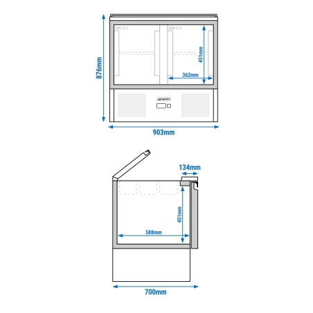 Холодильный стол саладетта PREMIUM - 0.9 x 0.7 m / 2 двери / объем: 240 л GGM Gastro - 17