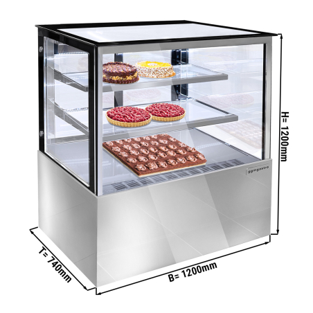 Вітрина кондитерська 1,2 m - 2 полиці - пряме скло (LED) GGM Gastro - 1