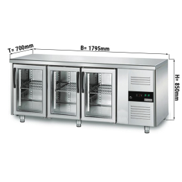Холодильний стіл ECO - 1,8 x 0,7 m - 3 скляних дверей GGM Gastro