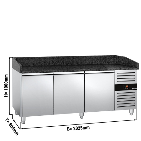 Холодильний стіл для піци PREMIUM - 2,0 x 0,8 m - 3 скляних дверей GGM Gastro - 1