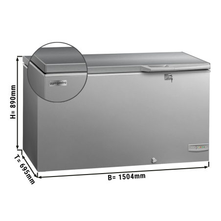 Морозильная ларь - 388 Л - серая из нержавеющей стали. GGM Gastro - 1