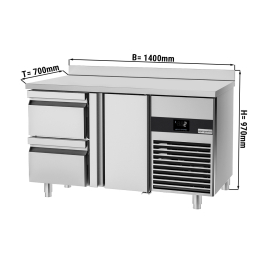 Холодильний стіл PREMIUM - 1,4 x 0,7 m - 1 двері та 2 шухляди 1/2 GGM Gastro