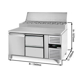 Холодильний стіл / Саладетта PREMIUM - 1,36 x 0,7 m (7x GN 1/3 / об'єм: 282 л / 2 дверцята) GGM Gastro