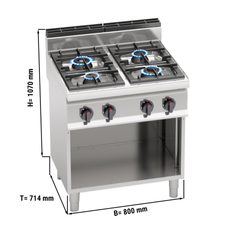 Плита газовая (4 конфорки / мощность: 28 кВт / автоподжиг) GGM Gastro - 1