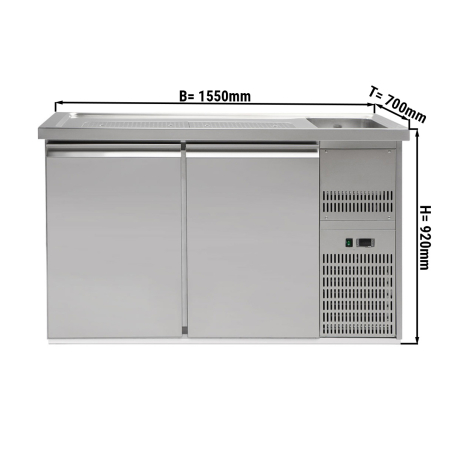 Пивной прилавок 1,5 x 0,7 м (2 дверцы / 1 раковина) GGM Gastro - 1