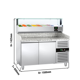 Холодильний стіл для піци PREMIUM - 1,5 x 0,8 m - 2 скляних дверей GGM Gastro