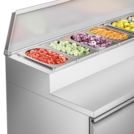 Холодильний стіл саладетта 1,36 m x 0,7 m / для контейнерів 7x 1/3 GN / 2 двері / 282 л GGM Gastro - 10