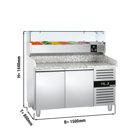 Холодильний стіл для піци з настільною вітриною PREMIUM - 1,5 x 0,8 м / 2 двері / 390 л GGM Gastro - 1