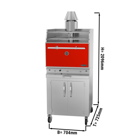 Піч на деревному вугіллі - червона GGM Gastro - 1