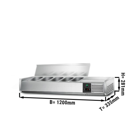 Настольная холодильная витрина PREMIUM 1,2 m x 0,43 m - для 5x 1/4 GN контейнеров GGM Gastro - 1
