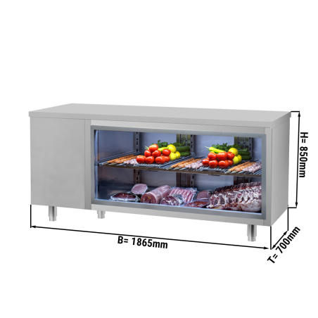 Холодильний стіл з склом на фасаді - 1,8 x 0,7 m GGM Gastro - 1