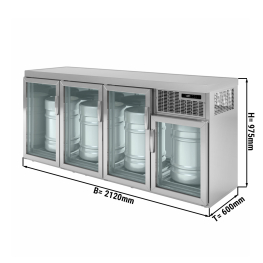 Охладитель бочек для пива - 2,1 x 0,6 m - из 4 стеклянных дверей GGM Gastro