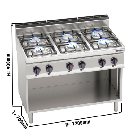 Плита газовая ( 6 конфорок / мощность: 33,5 кВт / автоподжиг) GGM Gastro - 1