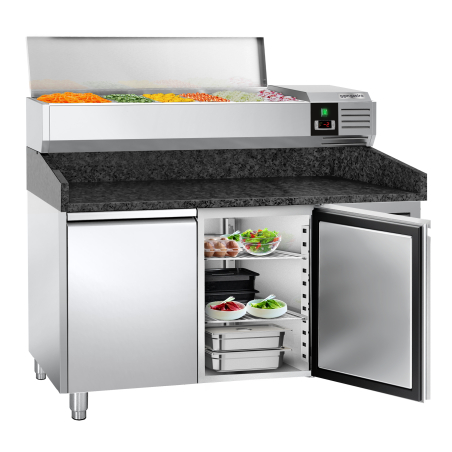 Холодильный стол для пиццы с настольной витриной PREMIUM - 1,5 x 0,8 m/2 двери / объем: 390 л GGM Gastro - 2