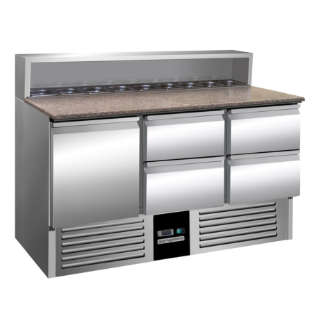 Холодильний стіл для піци - 1,37 x 0,7 m - 1 двері та 4 шухляди 1/2 GGM Gastro - 2