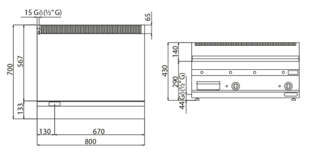 Поверхня жарова газова - гладка (13,8 кВт) GGM Gastro - 3