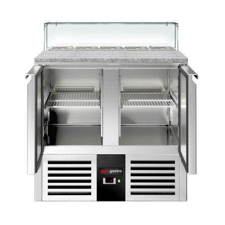 Холодильний стіл для піци зі скляною вітриною PREMIUM 0,9 x 0,7 m / 2 двері / 240 л GGM Gastro - 6