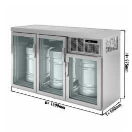 Охладитель бочек для пива - 1,6 x 0,6 m - 3 стеклянных дверей GGM Gastro