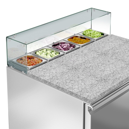 Холодильний стіл для піци зі скляною вітриною PREMIUM 0,9 x 0,7 m / 2 двері / 240 л GGM Gastro - 13