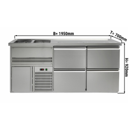 Пивной прилавок 1,95 x 0,7 м - с 4 выдвижными секциями 1/2  GGM Gastro