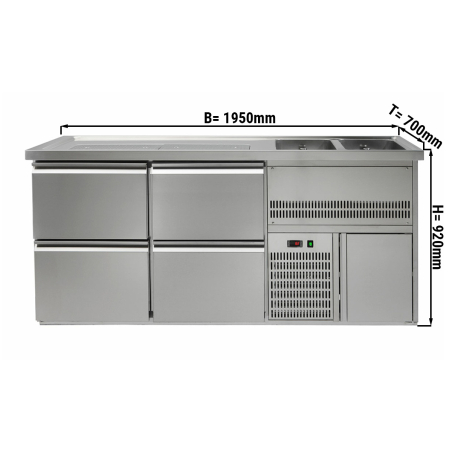 Пивной прилавок 1,95 x 0,7 м - с 4 выдвижными секциями 1/2 GGM Gastro - 1