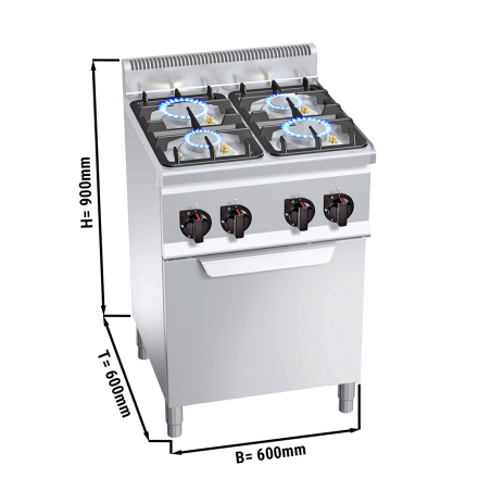 Плита газова, 4 конфорки (19 кВт) + духова шафа газова (3,5 кВт) GGM Gastro - 1
