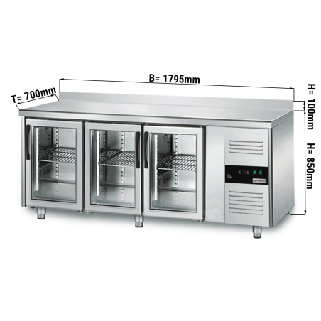 Холодильний стіл ECO - 1,8 x 0,7 m - 3 скляних дверей GGM Gastro - 1