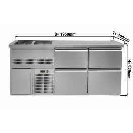 Пивной прилавок 1,95 x 0,7 м - с 4 выдвижными секциями 2/5+3/5 GGM Gastro