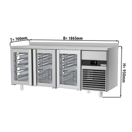 Холодильний стіл PREMIUM - 1,86 x 0,7 m - 3 скляних дверей GGM Gastro