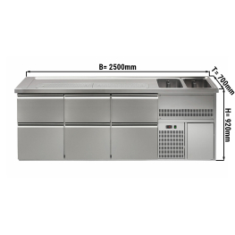 Пивной прилавок 2,5 x 0,7 м - с 6 выдвижными секциями 2/5+3/5 GGM Gastro