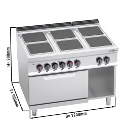Плита електрична, 6 квадратних конфорок (21 кВт) + електрична статична піч (7,5 кВт) GGM Gastro