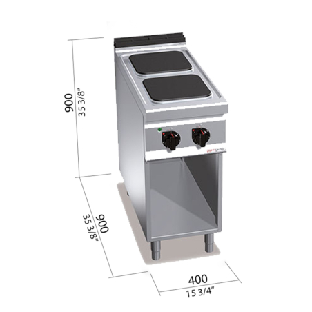 Плита електрична, 2 квадратних конфорок (7 кВт) GGM Gastro - 3