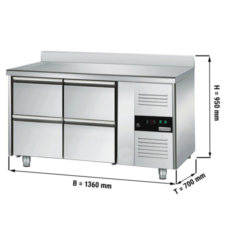 Холодильний стіл ECO - 1,36 x 0,7 m - з 4 шухляди 1/2 GGM Gastro - 1