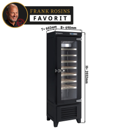 Холодильник винний 265 літрів - чорний - з 1 скляними дверима  GGM Gastro