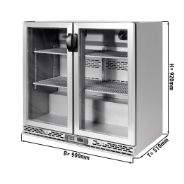 Холодильник барний для напоїв 220 літрів - з 2 скляними дверима  (нержавіюча сталь) GGM Gastro