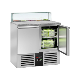 Холодильний стіл для піци зі скляною вітриною PREMIUM 0,9 x 0,7 m / 2 двері / 240 л GGM Gastro