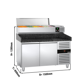 Холодильний стіл для піци PREMIUM - 1,5 x 0,8 m - 2 скляних дверей GGM Gastro